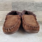 L l bean Wicked Good Venetian Mens Slippers Sz 9 M Brown Suede Shearling Slip On