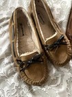 Set Of 2 Brown Moccasin Fuzzy Slipper Flats