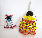 2 Native American Zuni Hand Beaded  Miniature Dolls 1  Rabbit Foot 1 1 2    2 