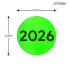500pcs 2026 Year Stickers Fluorescent Green Color Coded Year Labels  2 Inch
