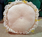 Vintage Crochet Bed Pillow Doll 13  Mary Had A Little Lamb Green With White Trim