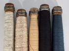 Vintage Wood Sewing Bobbins With Yarm thread Assorted Colors S 5 Lot 1