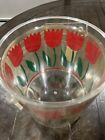 Vintage Hj Stotter Painted Acrylic Red Tulip Ice Bucket Barware Floral