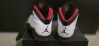 Jordan Unisex Kids Mid Top Leather Basketball Sneakers White Black Red Lace Up