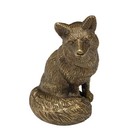 2-1 2  Antiqued Brass Fox Sitting Paperweight  Brass Animal  Cabin Decor