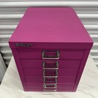Bisley 5 Multi Drawer Cabinet Pink Metal Desk Storage Organizer Craft Makeup Euc