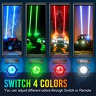 Rgb Laser Whip Lights For Can Am Polaris Rzr  Utv Sxs Off Road Atv Led Antenna