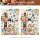  Easter Garden Flag He Is Risen Cross Bunnies 12x18 Inch Double Sided Floral 