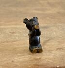 Vintage Austrian Bronze Figure Mini Baby Bear Drinking Milk   Bunny Rabbit Ears