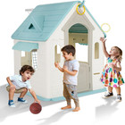 Indoor Outdoor Kids Playhouse Cottage Set With Hoop Soccer Dartboard Ring Toss