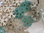 Christmas Sticker Glitter Foam Snowflakes Silver Blue White 24pcs