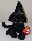 Ty Halloweenie Beanie Baby Merlin Cat 4 5  New Mwmts Plush Stuffed Animal Toy