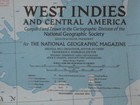 1970 Map West Indies Cuba Jamaica Bermuda Aruba Bahamas Central America Trinidad