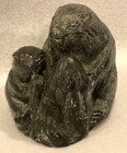 Wolf Original Black Soapstone Carved Beavers Canadian The Wolf Sculptures