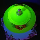 Tiffin U s  Glass  179 Satin Canary Vaseline Lidded Bowl Handpainted Nasturtium