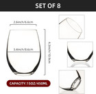Set Of 8 - Stemless Wine Glasses  15 Oz Smooth Rim Standard Wine Glass Tumbler F