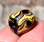 Antique Venetian Lampwork Semi Feathered Italian Stripe Eye Bead  African Trade