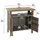 Outdoor Storage Cabinet Wicker Rattan Patio Bar Counter Table With Door   Shelve