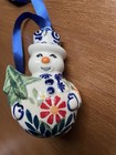 Polish Pottery Snowman Ornament