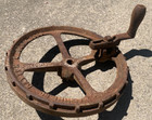 Antique Vintage 12    Hand Crank Wheel Cast Iron Industrial Wolf Machine Co  Ohio