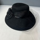 Black Fascinator Church Hat Netting Funeral Veil Ribbon Flower Formal Occasion