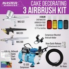 Master 3 Airbrush  Air Compressor Cake Decorating Kit  4 Chefmaster Food Colors