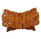 Vtg Hand Carved Wooden Open Book Holder Folding Display-cookbook  Bible