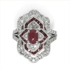 3ct Art Deco Style Lab Created Ruby   Diamond Anniversary 14k White Gold Fn Ring