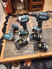 Makita 18v Cordless Tool Set Xdt14 Xdt11 Xfd10 3 Tools 5 Li-ion Batteries