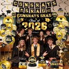 Class Of 2026 Graduation Party Decor Kit Black Gold Banner Balloons Centerpieces