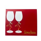Neiman Marcus Christmas Reindeer Wine Glass Set Of 2 In Holiday Red Gift Box New