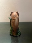 Vtg Mechanical Owl Cast Iron Coin Bank - The Book Of Knowledge Collection Repro
