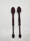 Vintage Wooden Lace Bobbins Set Of 2 Dark Brown Turned Wood Lacemaking 4 Inch