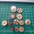 Lot 12 Metal Mother Of Pearl Antique Shank Sew Thru Buttons Variety Collectible