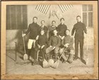 Vintage 1900s Broomball Team Antique Photograph Boston mass framed Rare  Hockey