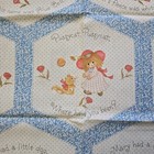 Vtg 1970s Baby Nursery Rhymes Blue Hexagons Cotton Blend Fabric 72x45  83