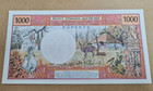 1985 French Pacific Tahiti  1000 Francs Banknote Currency Xf-au