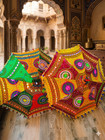 5 Pc Lot Decorative Indian Hand Embroidered Parasol Vintage Sun Shade Umbrella