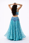 Professional Belly Dance Costume Blue Satin Bra Belt Skirt Set Small