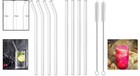 8-pack Clear Reusable Glass Drinking Straws 10  X 10mm For Smoothies   Drinks