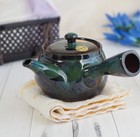 Authentic Japanese Tokoname Ware Kyusu Pottery Teapot  green-blue Glaze  380ml
