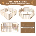 Naizea Foldable Wooden Baby Playpen Activity Center Kids Fenceplay Area63x63x24 