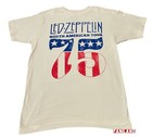 New Led Zeppelin North American Tour 1975 Tour Mens White Vintage T-shirt