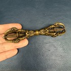 Vintage Tibetan Brass 5-prong Vajra Dorje - Fine Makara   Lotus Casting