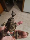 An Antique Indian Brass Horse Temple Toy With A Rider  From The 19th Century 