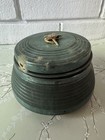 Antique Metal Round Powder music  Box  With Ballerina Lid 