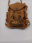 Vintage Leather Yellowstone Park Whiskey  Water Flask Missing Cap Pre-owned