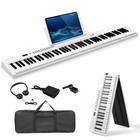 Glarry Digital Piano White Portable 88 Key Full Size Semi-weighted Keyboards