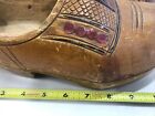 Pair Large Vintage Dutch Holland Wooden Hand Carved Painted Clog Shoes Souvenir