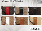Nwt Coach Corner Zip Wristlet In Canvas leather Signature Multi Pick One